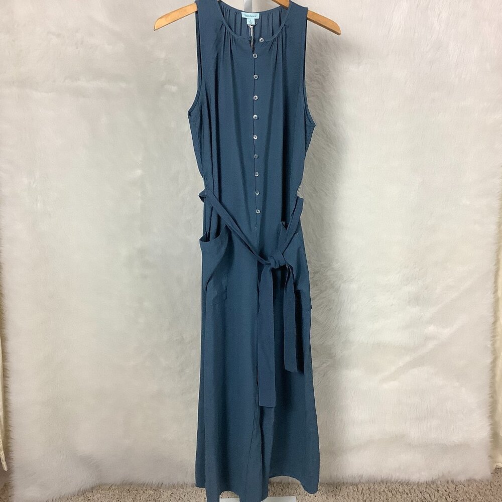 Sundance Sleeveless Button-Front Jumpsuit in Slate Blue